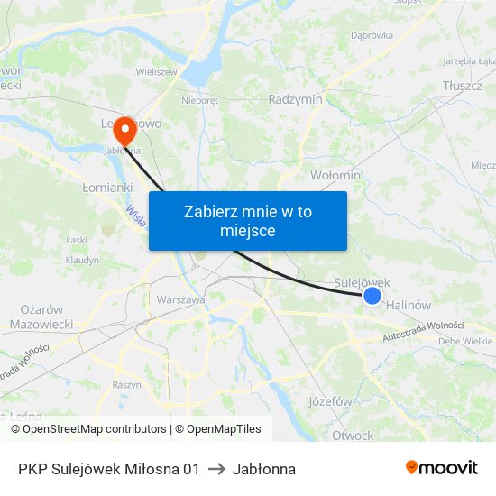 PKP Sulejówek Miłosna 01 to Jabłonna map