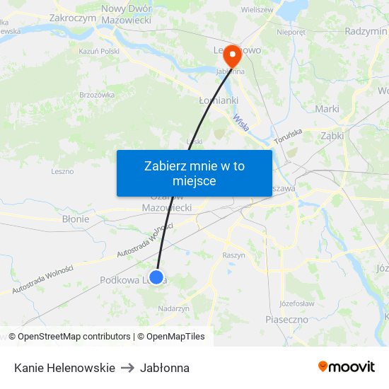 Kanie Helenowskie to Jabłonna map