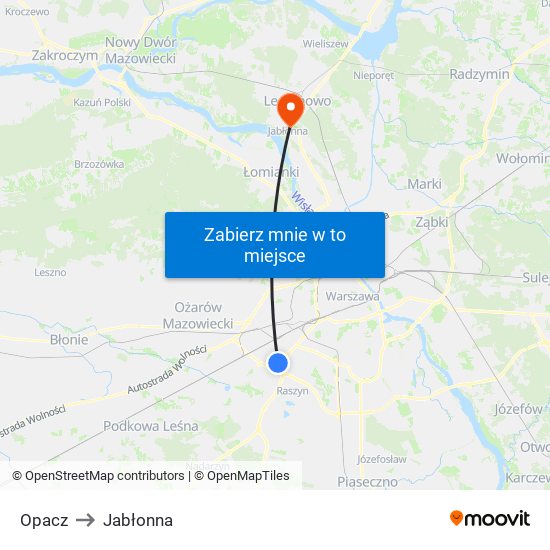 Opacz to Jabłonna map