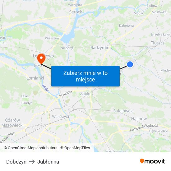 Dobczyn to Jabłonna map