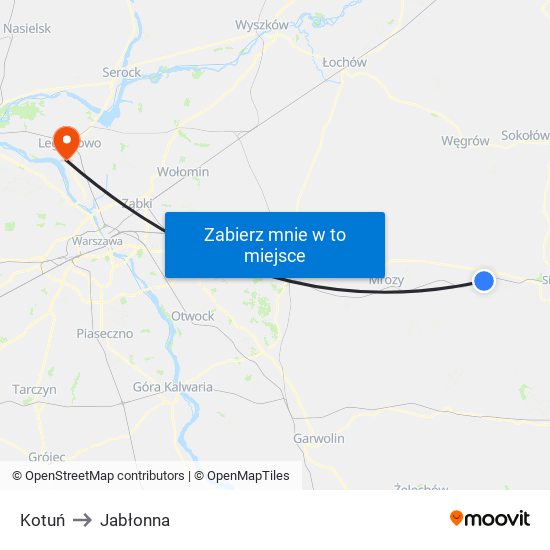 Kotuń to Jabłonna map