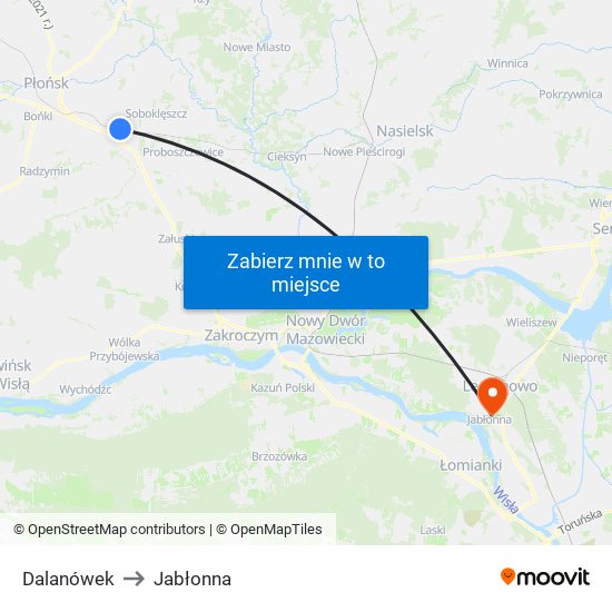 Dalanówek to Jabłonna map