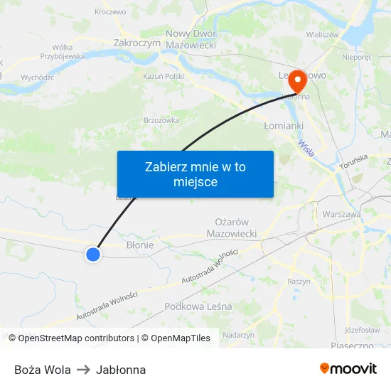Boża Wola to Jabłonna map