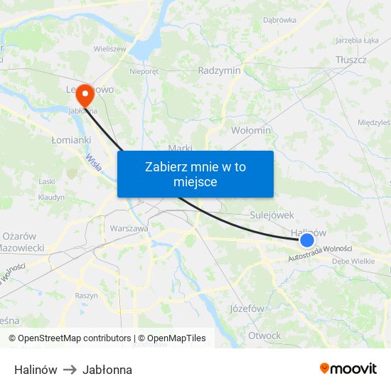 Halinów to Jabłonna map