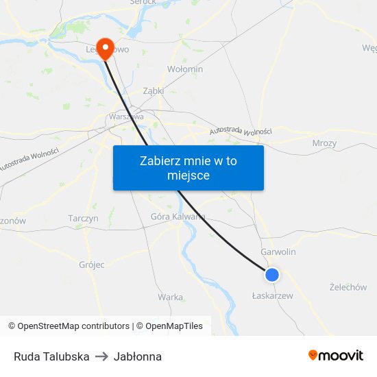 Ruda Talubska to Jabłonna map