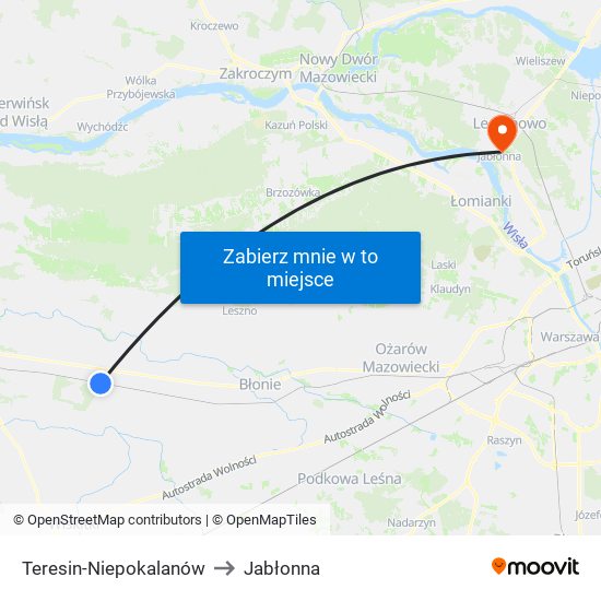 Teresin-Niepokalanów to Jabłonna map