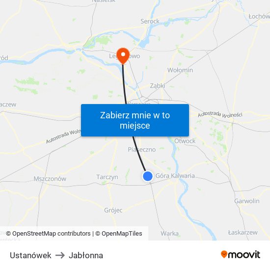 Ustanówek to Jabłonna map