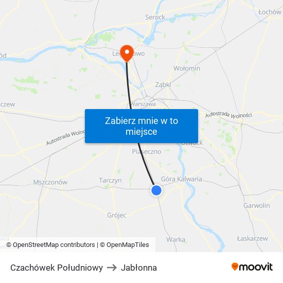 Czachówek Południowy to Jabłonna map