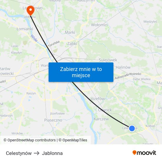 Celestynów to Jabłonna map