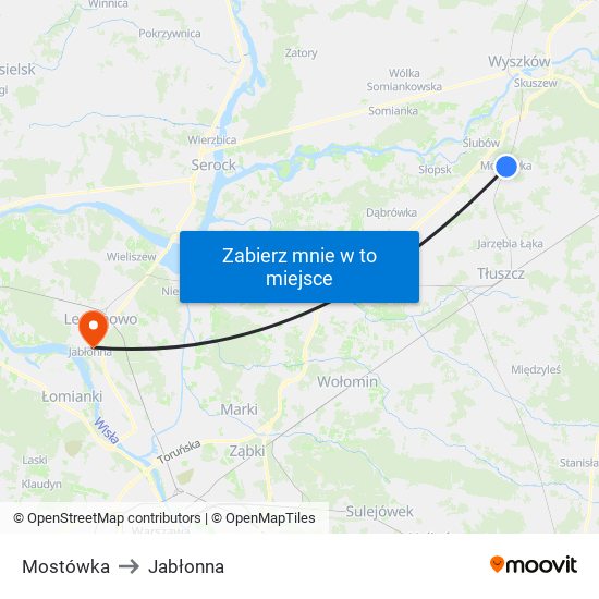 Mostówka to Jabłonna map