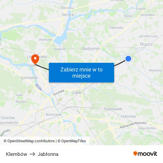 Klembów to Jabłonna map