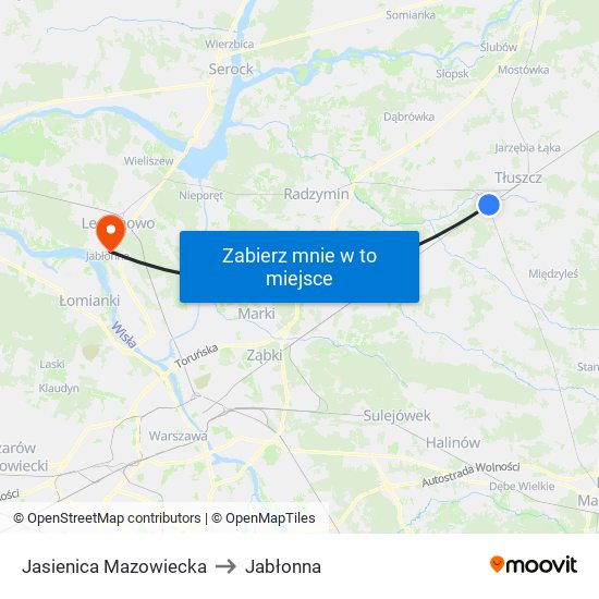 Jasienica Mazowiecka to Jabłonna map