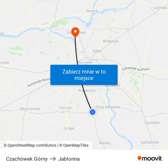 Czachówek Górny to Jabłonna map