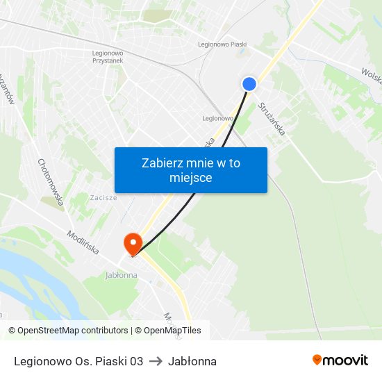 Legionowo Os. Piaski 03 to Jabłonna map