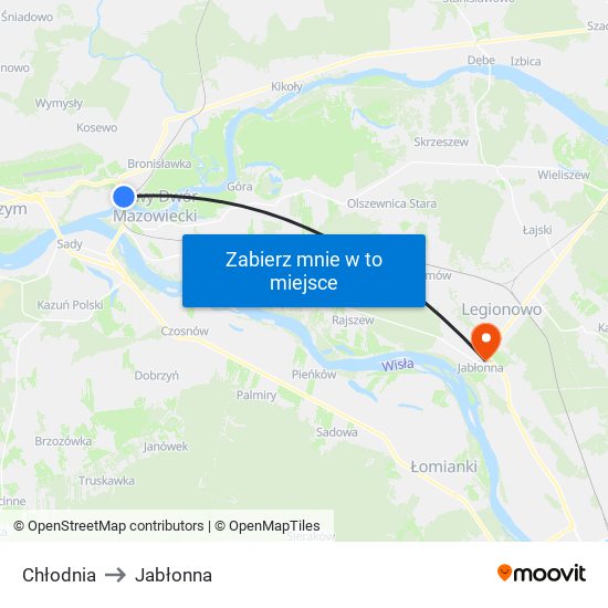 Chłodnia to Jabłonna map