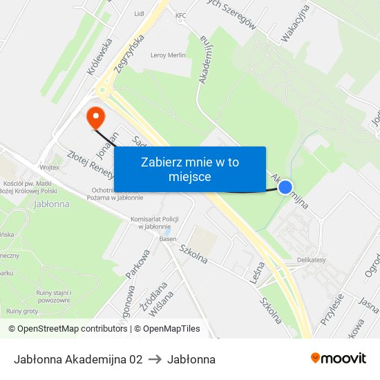 Jabłonna Akademijna 02 to Jabłonna map