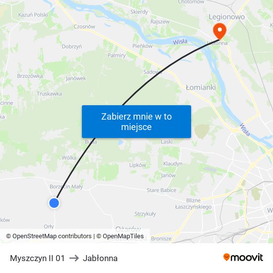 Myszczyn II 01 to Jabłonna map