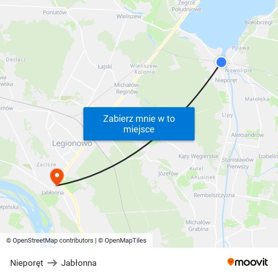 Nieporęt to Jabłonna map