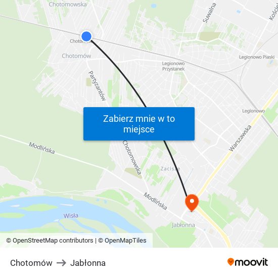 Chotomów to Jabłonna map