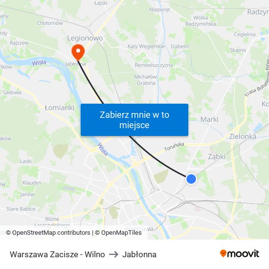 Warszawa Zacisze - Wilno to Jabłonna map