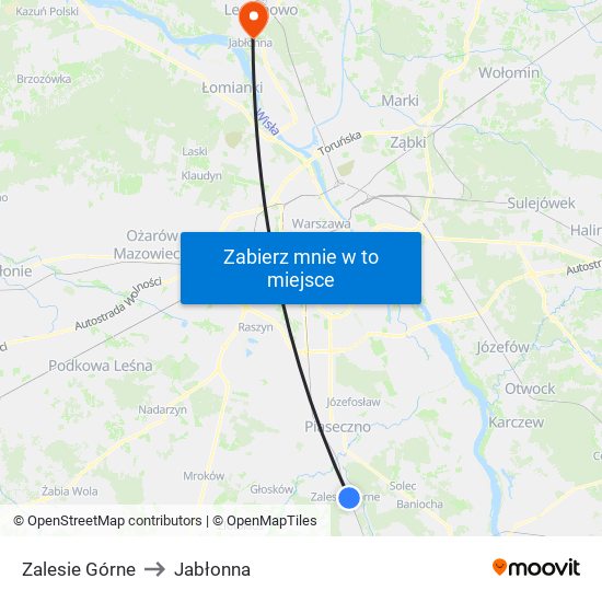 Zalesie Górne to Jabłonna map