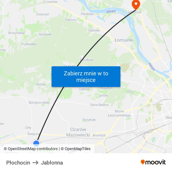 Płochocin to Jabłonna map