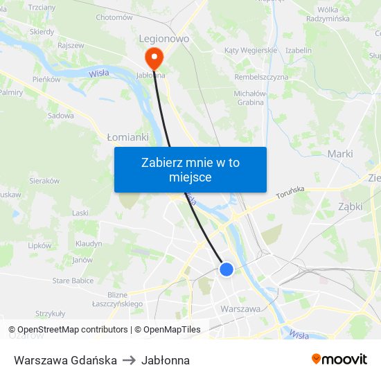 Warszawa Gdańska to Jabłonna map