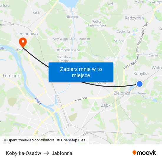 Kobyłka-Ossów to Jabłonna map