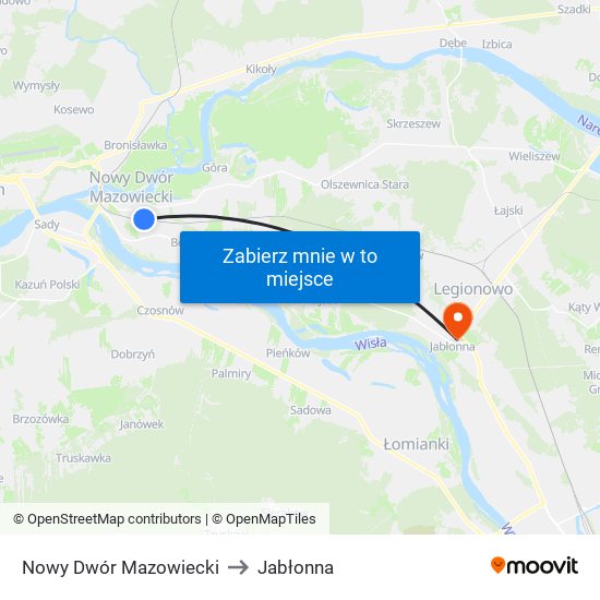 Nowy Dwór Mazowiecki to Jabłonna map