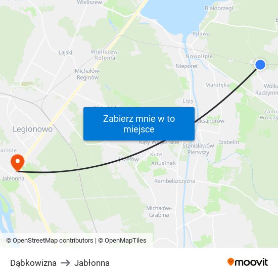 Dąbkowizna to Jabłonna map