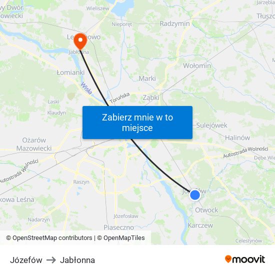 Józefów to Jabłonna map