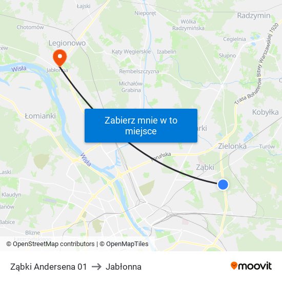 Ząbki Andersena 01 to Jabłonna map