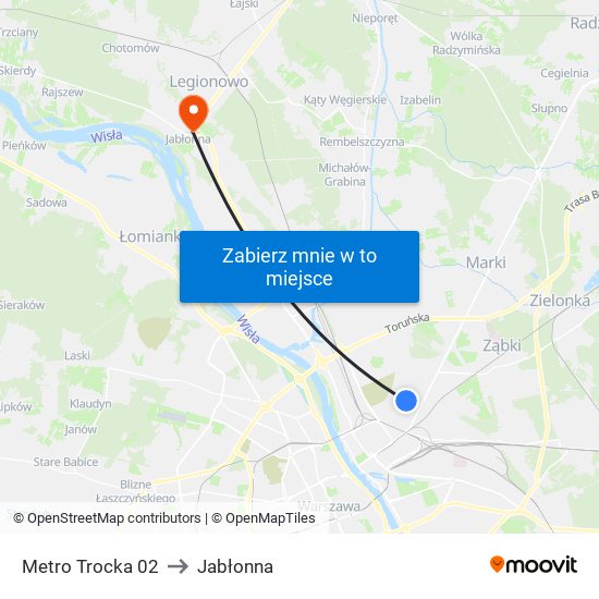 Metro Trocka 02 to Jabłonna map