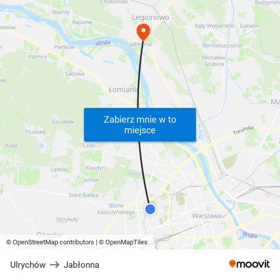 Ulrychów to Jabłonna map