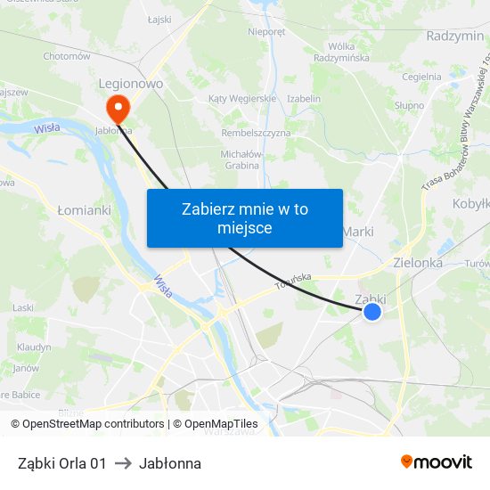 Ząbki Orla 01 to Jabłonna map