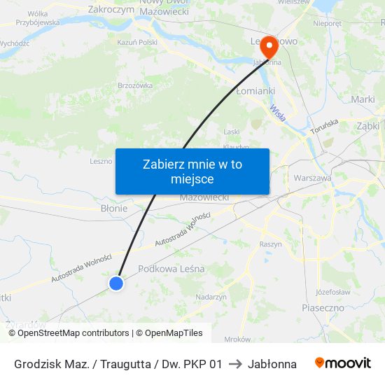 Grodzisk Maz. / Traugutta / Dw. PKP 01 to Jabłonna map