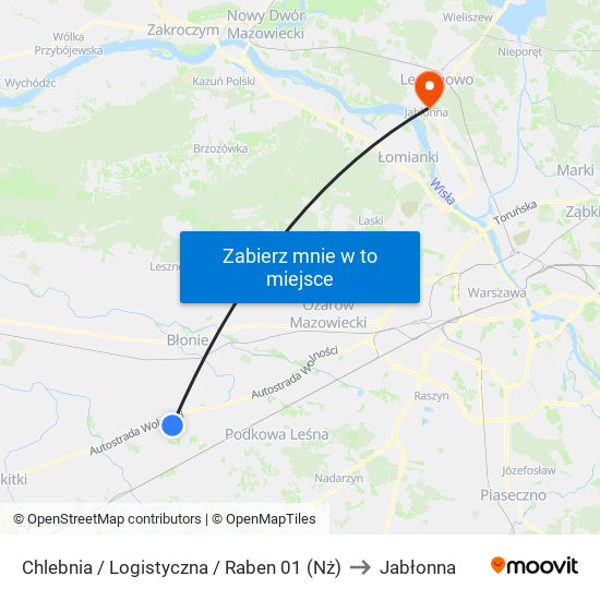 Chlebnia / Logistyczna / Raben 01 (Nż) to Jabłonna map