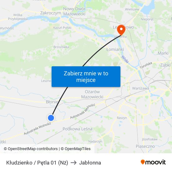 Kłudzienko / Pętla 01 (Nż) to Jabłonna map