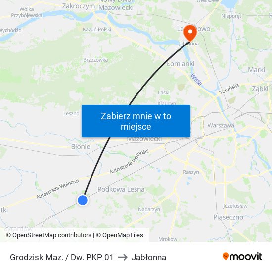 Grodzisk Maz. / Dw. PKP 01 to Jabłonna map