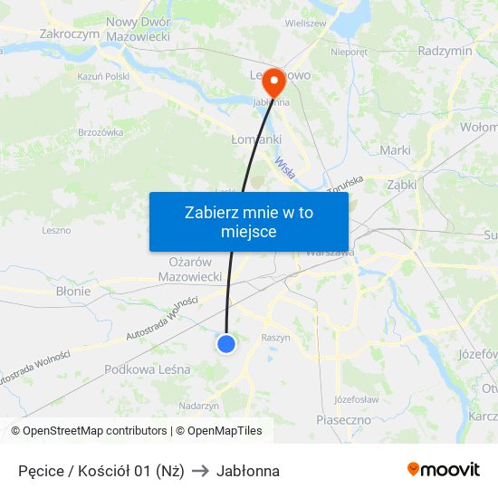 Pęcice / Kościół 01 (Nż) to Jabłonna map