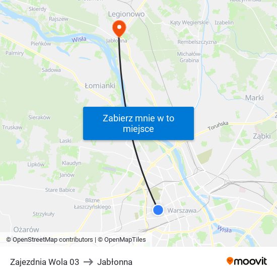 Zajezdnia Wola 03 to Jabłonna map