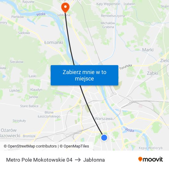 Metro Pole Mokotowskie 04 to Jabłonna map