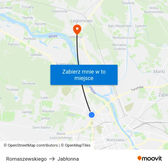Romaszewskiego to Jabłonna map