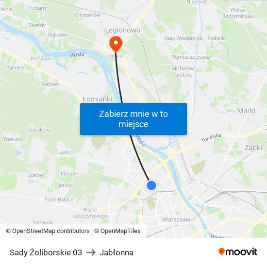 Sady Żoliborskie 03 to Jabłonna map