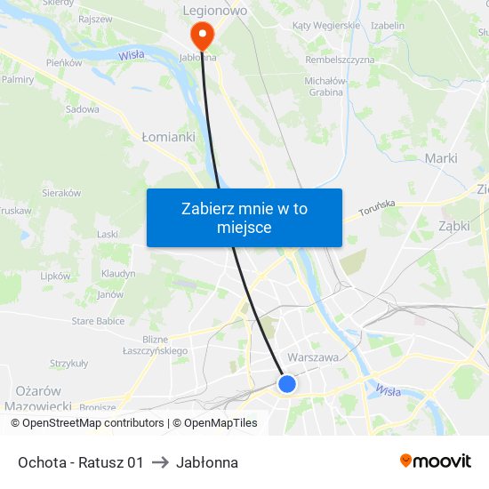 Ochota - Ratusz 01 to Jabłonna map