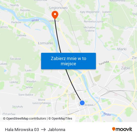 Hala Mirowska 03 to Jabłonna map