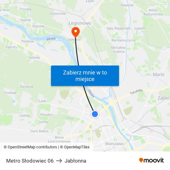 Metro Słodowiec 06 to Jabłonna map