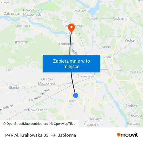 P+R Al. Krakowska 03 to Jabłonna map