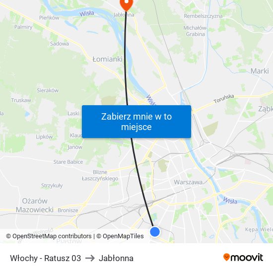 Włochy-Ratusz to Jabłonna map