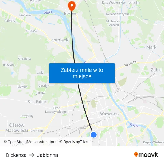 Dickensa to Jabłonna map